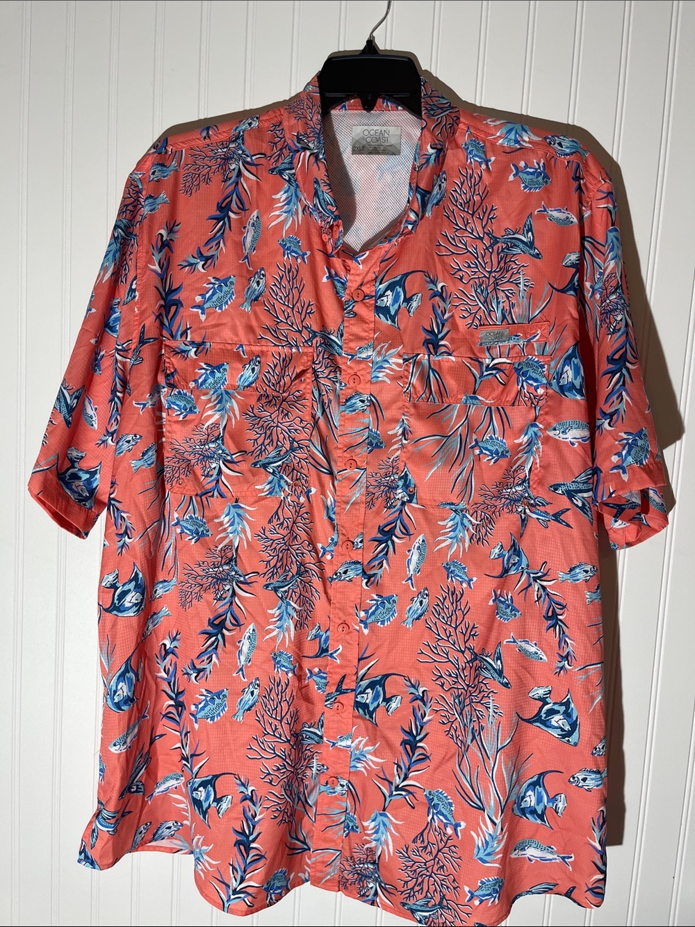 Ocean Current Coral Floral Short-Sleeve Button-Down Shirt